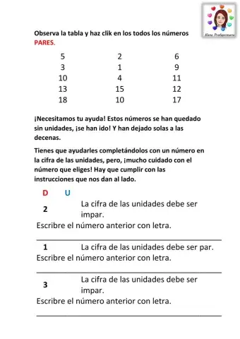 Números pares e impares.