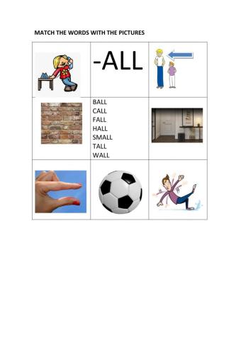 -all worksheet matching words with pictures colour version