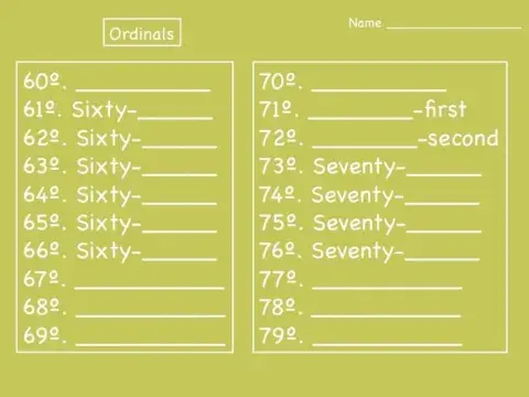 Ordinal 60-79 Writing
