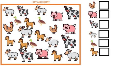 I spy and count (farm animals)