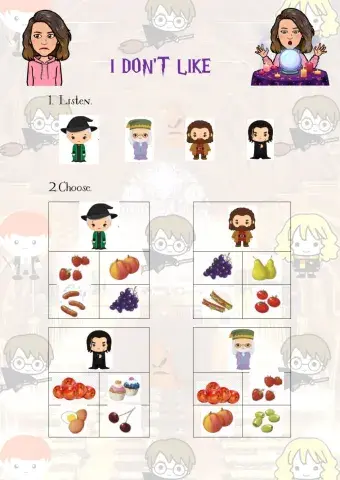 Listen and choose the food they don't like.