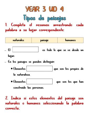 Year 3 UD 3 Tipos de paisajes
