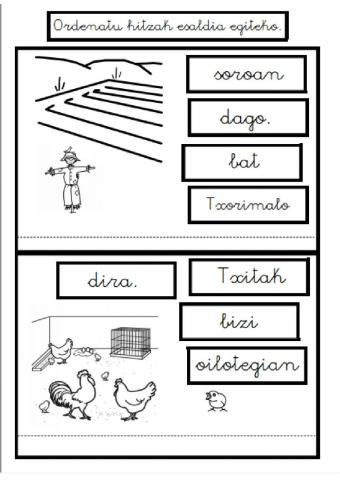 Tx hitzak ordenatu esaldiak egiteko