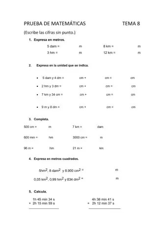 Prueba de matemáticas