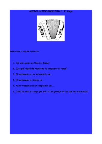 Música Latinoamericana 1: El tango