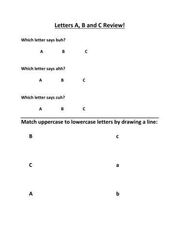 Letters A, B & C Review