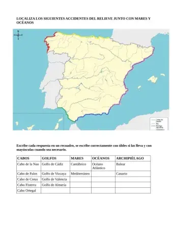 Relieve de costa: cabos y golfos de España