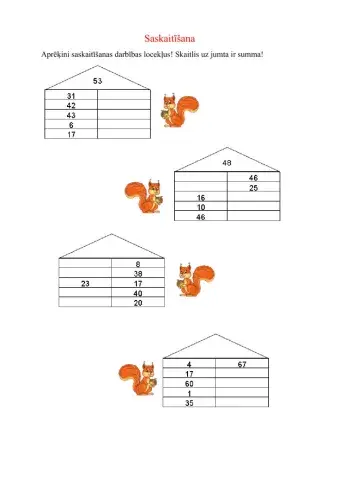 Saskaitīšanas locekļu aprēķināšana