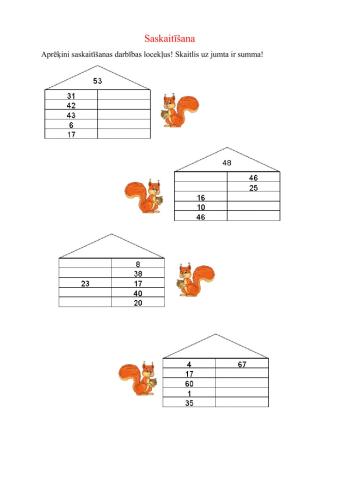 Saskaitīšanas locekļu aprēķināšana