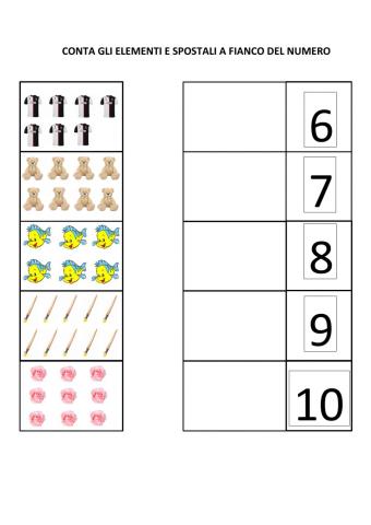 Associazione quantità numero 6-10