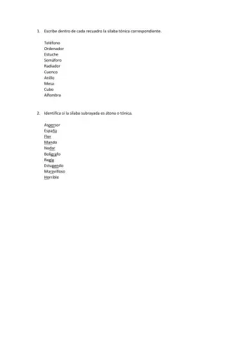 Sílabas átonas y sílaba tónica.