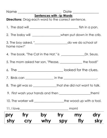 Sentences with Long Vowel i as Y