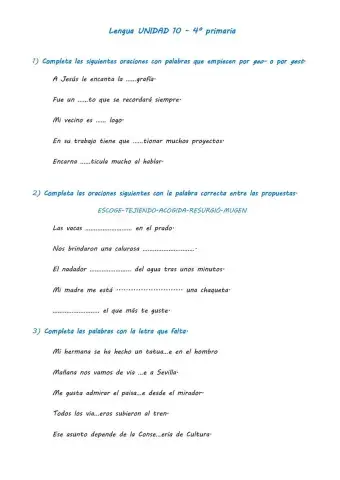 Examen lengua unidad 10