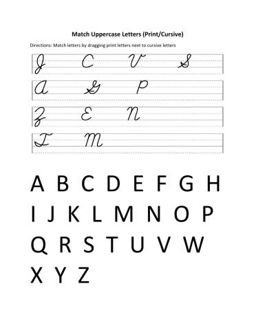 Match Cursive-Print Uppercase Letters