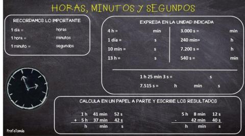 Horas, minutos y segundos.