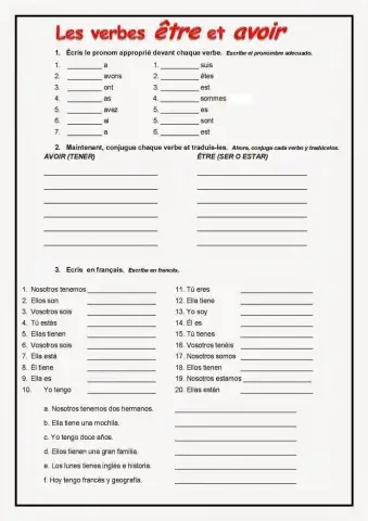 Presente verbos ÊTRE y AVOIR