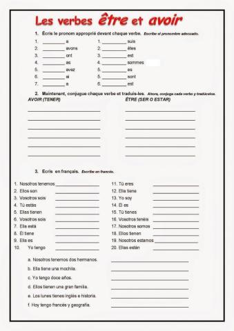 Presente verbos ÊTRE y AVOIR
