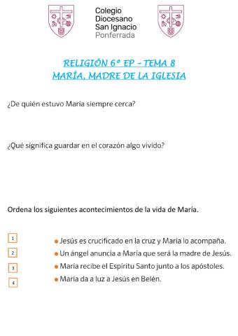Tema 8 - María, Madre de la Iglesia