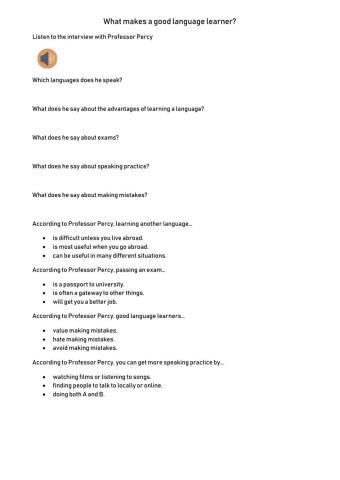 Listening practice - good language learners