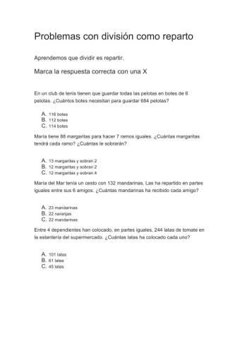Problemas de división