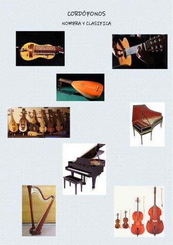 Cordófonos. Nombra y clasifica