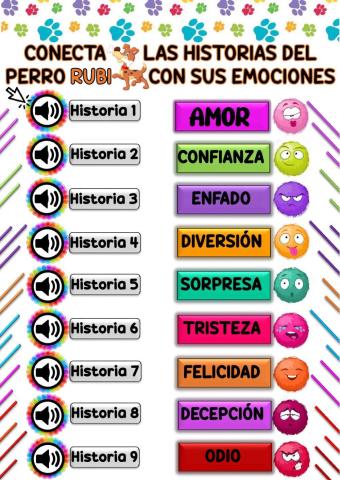 Las historias del perro Rubi y las emociones (comprensión oral)