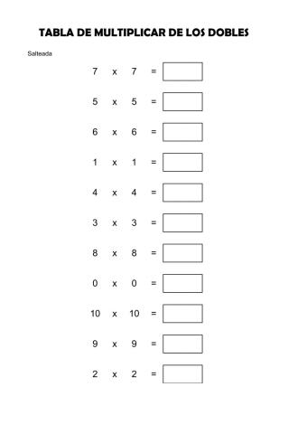 Tabla de los dobles salteada