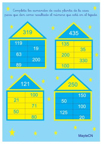 Cálculo mental de sumas.