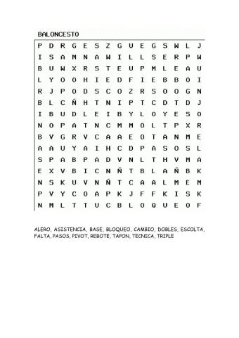 Baloncesto, sopa de letras