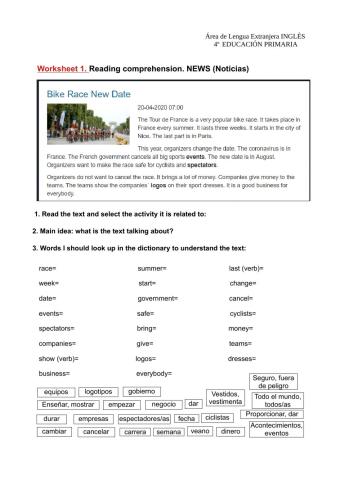 Worksheet 1 UD 6 News