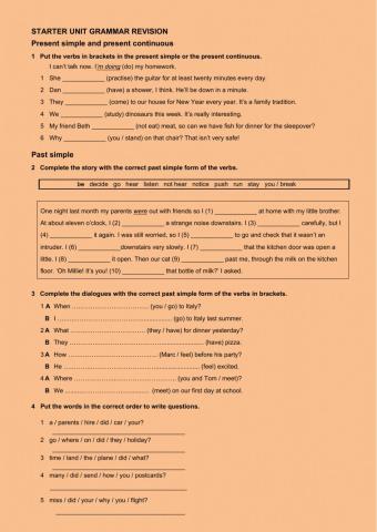 Starter unit grammar revision