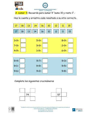 Sumar 9 a número de una cifra