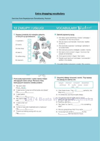 Extra shopping vocabulary