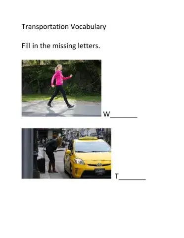 Transportation Vocabulary