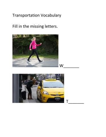 Transportation Vocabulary