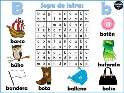 Sopa de letras de la letra B