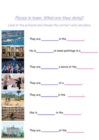 Present contunuous tense-places in town