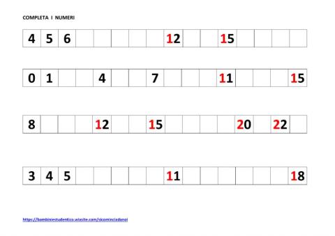 Numeri...ordine crescente entro 23