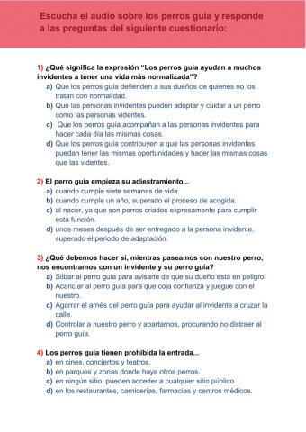 Comprensión lectora: Perros guía