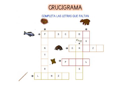 Crucigrama. Vocabulario Prehistoria