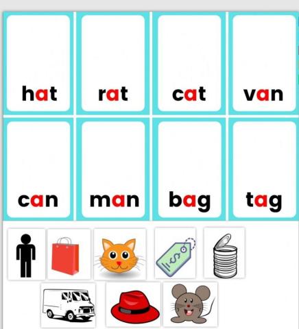 CVC words a sound. Listen and match