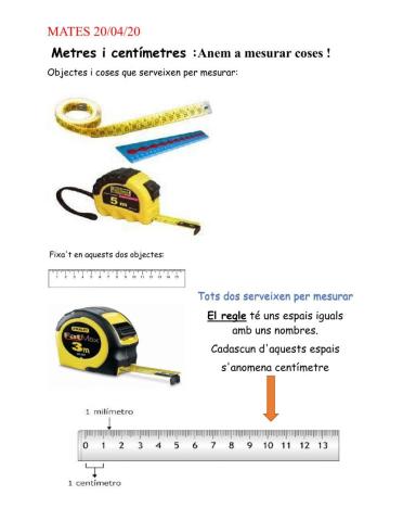 Mesurar en metres i centímetros