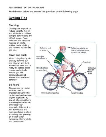 CLB 4 Reading Bicycle Safety