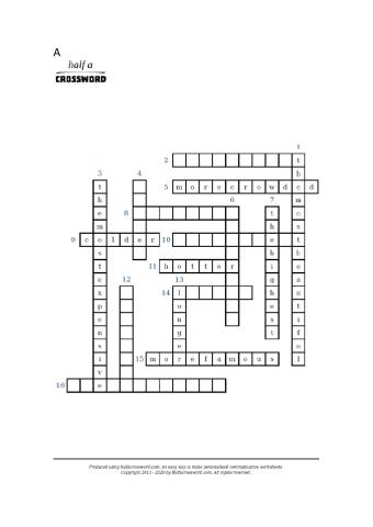 Comparatives and Superlatives crossword A