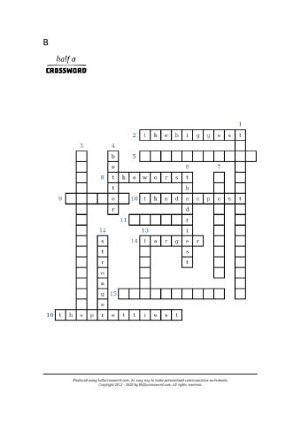 Comparatives and Superlatives crossword B
