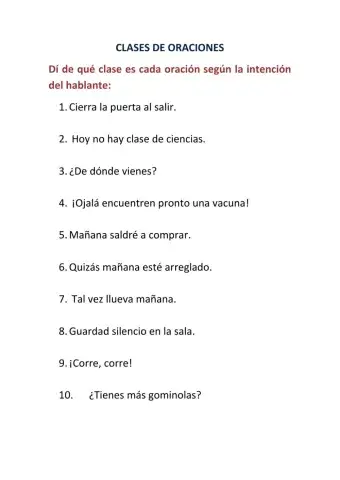 Clases de oraciones