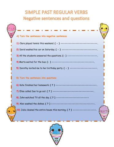 Simple past tense- Questions and Negative sentences