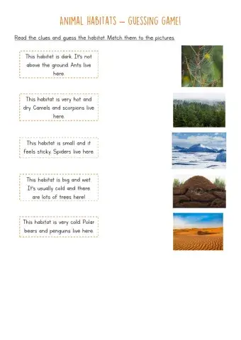 Animal habitats - guessing game