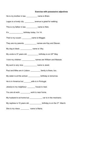 Possessive Adjectives