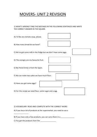 MOVERS- Unit 2 REVISION